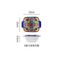 Ceramic Tableware Set Rice Bowl Serving Plate Creative Cutlery Soup Plate Noodle Handle Bowl Sauce Dish Steak Salad Fruit Plate