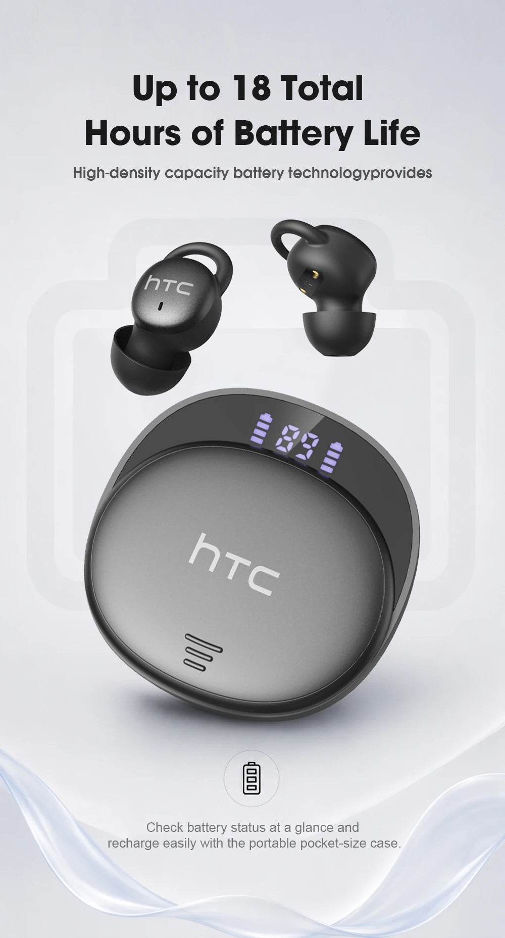 HTC Sleep Earbuds Wireless Block Snoring Noise Reduction Bluetooth Headphones
