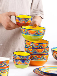 1pcs Ceramic Tableware Bohemian Flat Dinner Plate Western Steak Salad Dessert Cake Plate Shallow Dish Dessert Kitchen Dinnerware