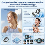 HTC Bluetooth Headset Surround Sound Hi-Fi Stereo Comfort Fit Lightweight Open Ear for Sport Running Wireless Earbuds NE58