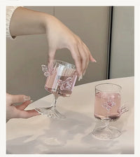 Glass Decanter Pink Butterfly Decor Elegant Goblet Wine Decanter Home Party Women's Wine Glass Dining Table Kettle Drinkware