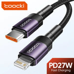 Toocki PD 27W USB C To iP Cable For iPhone 14 13 12 11 Pro XS Type C To Lightning Cable Data Wire Fast Charging Phone Data Wire