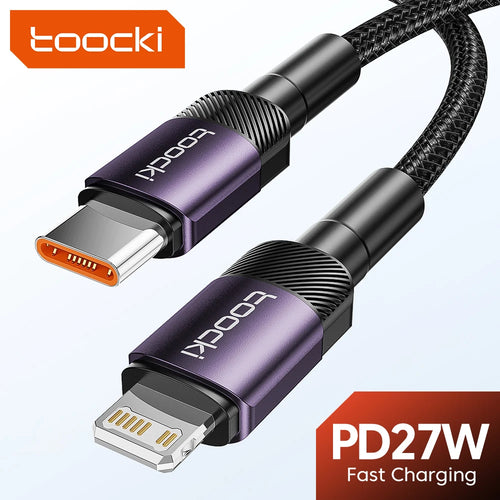 Toocki PD 27W USB C To iP Cable For iPhone 14 13 12 11 Pro XS Type C To Lightning Cable Data Wire Fast Charging Phone Data Wire